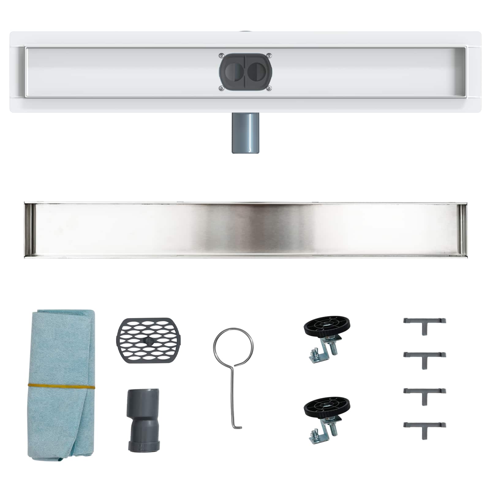 Duschablauf 2-in-1 mit 360° Siphon Silber 54 x 11 x 9,5 cm