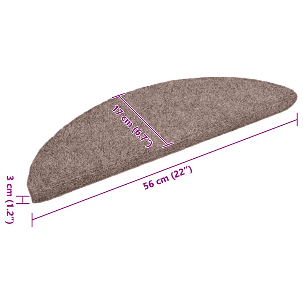 Stufenmatten Selbstklebend 15 Stk. 56x17x3 cm Hellbraun Halbrund