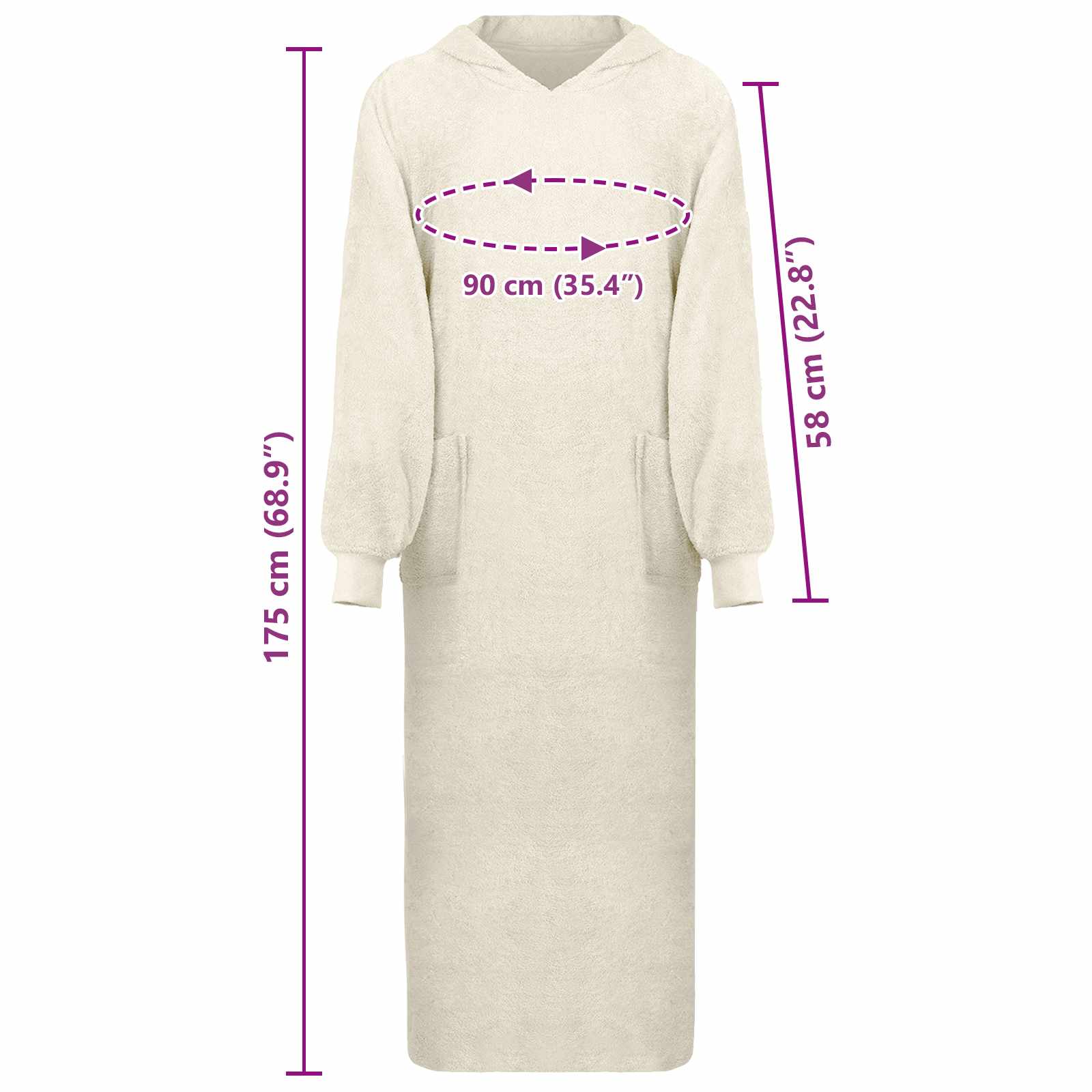 Decken-Hoodie KINN Creme L Baumwolle