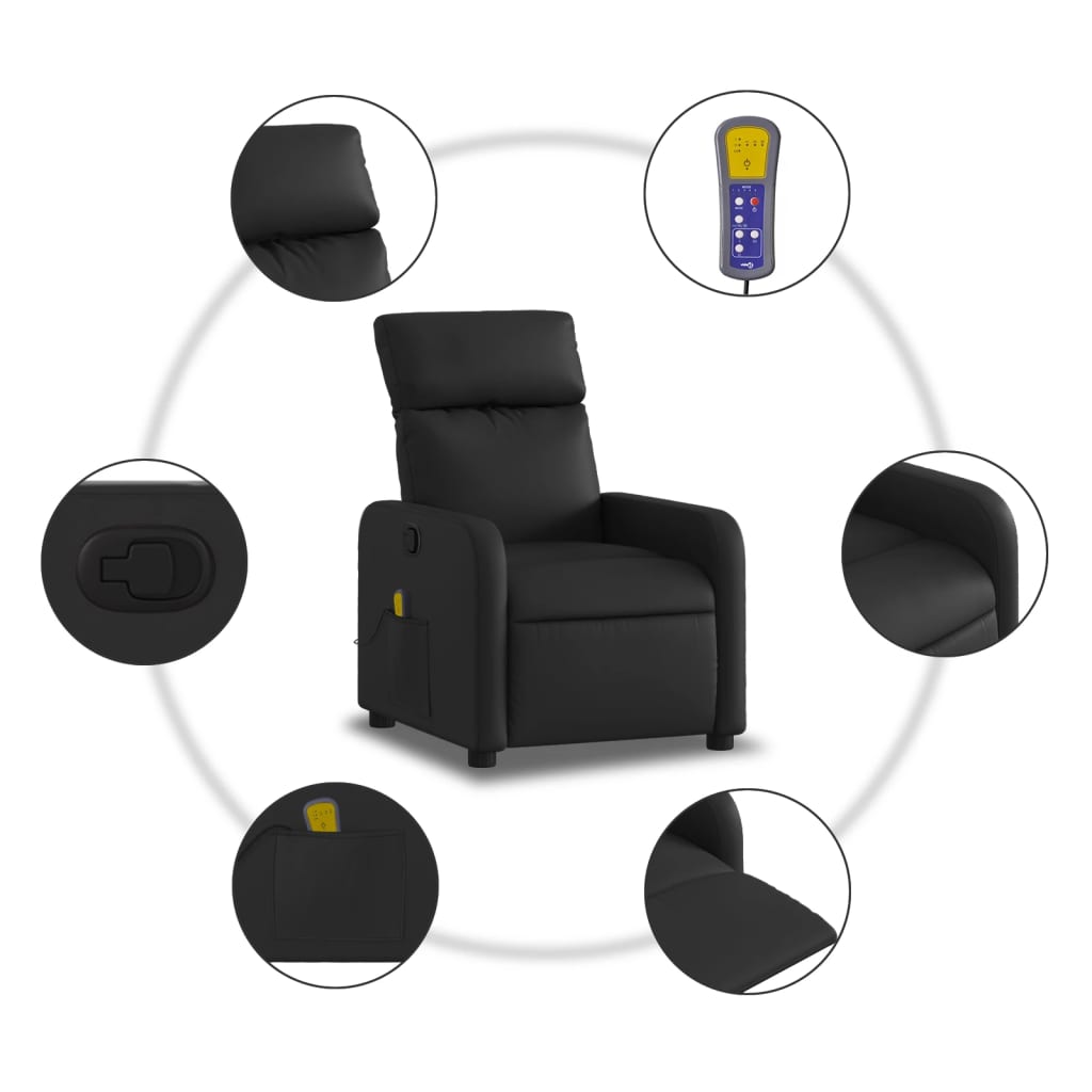 Massage-Relaxsessel Schwarz Kunstleder