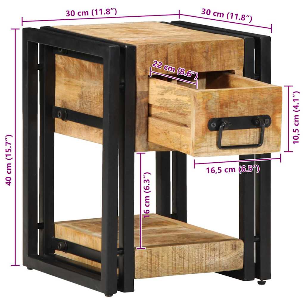Nachttisch 40 x 35 x 50 cm Massives upgecyceltes Holz