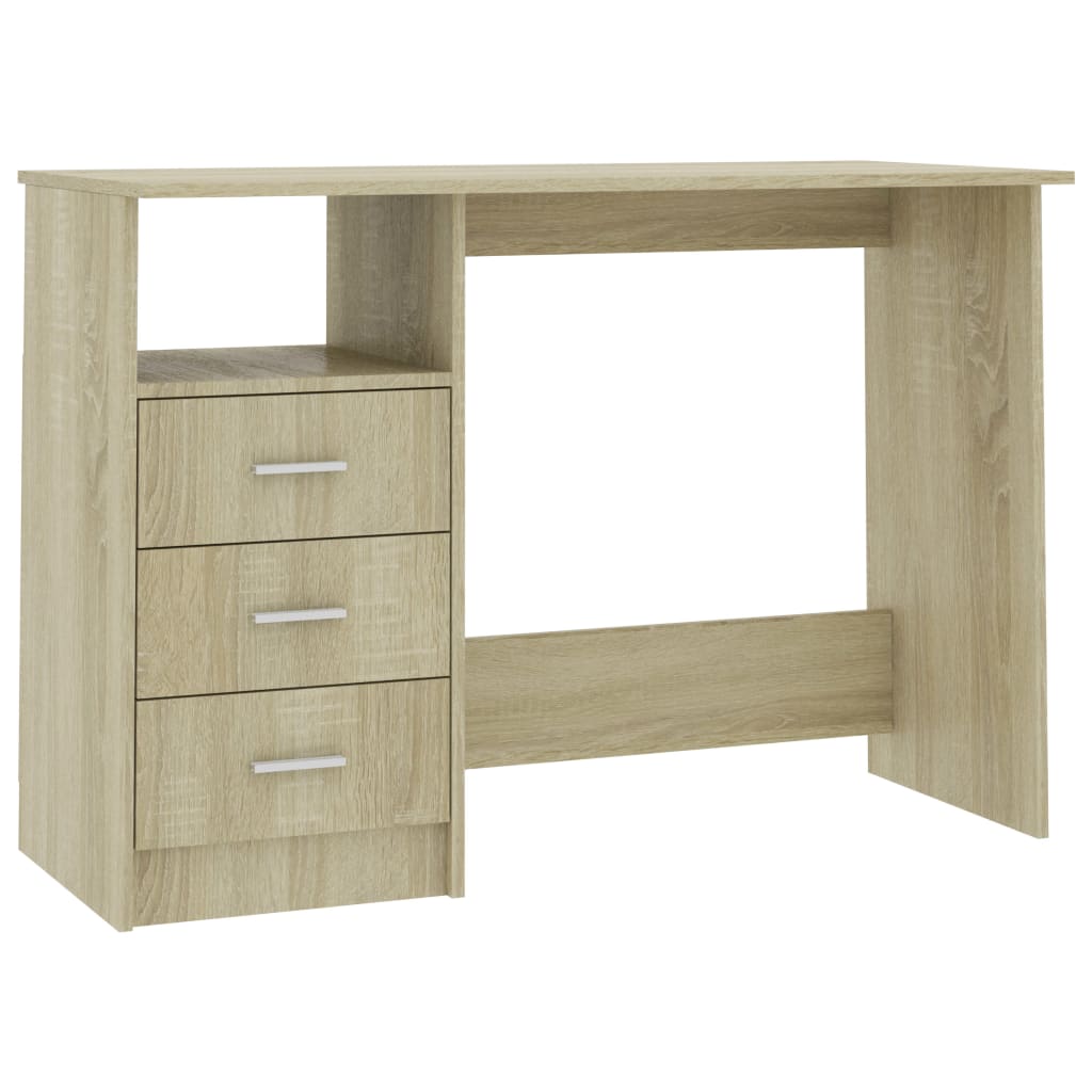 Schreibtisch mit Schubladen Weiß 110x50x76 cm Holzwerkstoff