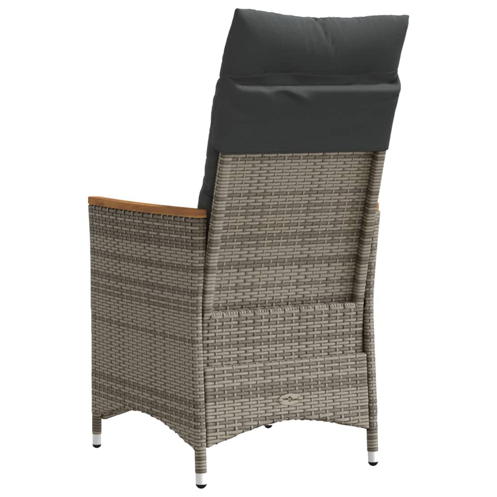 Gartensessel Verstellbar mit Kissen Schwarz Poly Rattan
