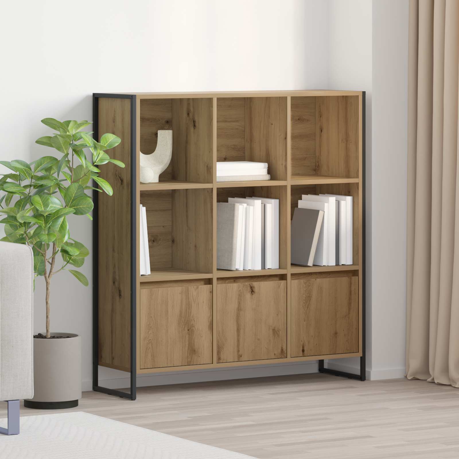Bücherregal 2 pcs Schwarz Eichen-Optik 99,5 x 30 x 108 cm