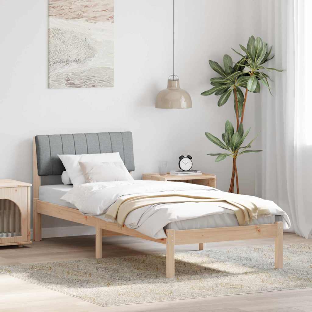 Bettgestell Braun und hellgrau 200 x 200 cm Massivholz Kiefer