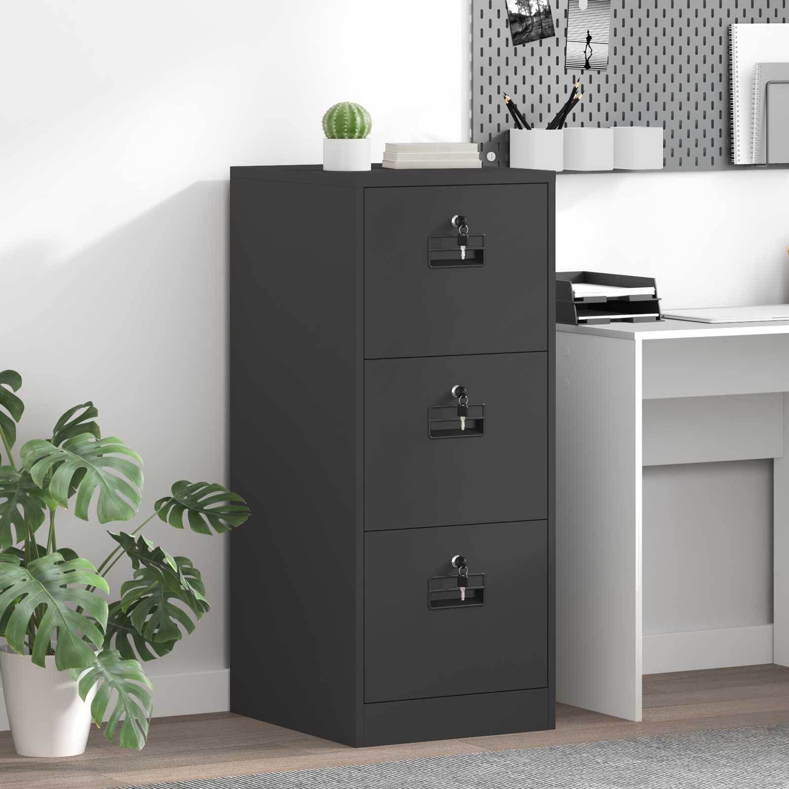 Aktenschrank 2 pcs Schwarz 44 x 50 x 139 cm Kaltgewalzter Stahl