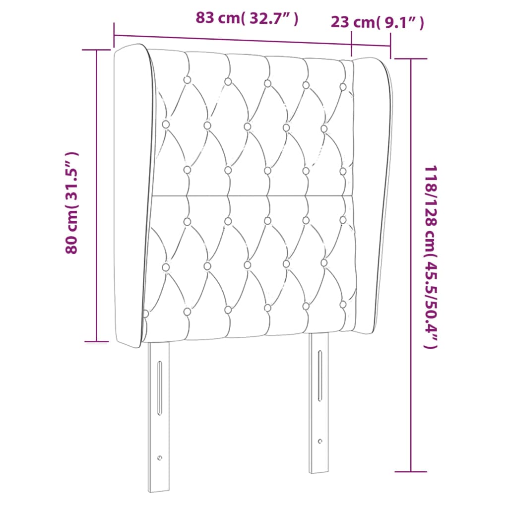 Kopfteil mit Ohren Dunkelblau 93x23x78/88 cm Samt