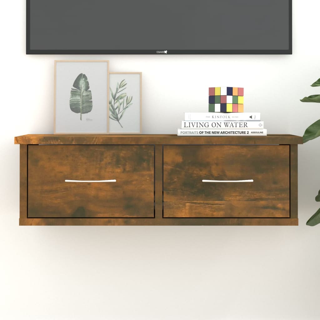 Wand-Schubladenregal Weiß 60x26x18,5 cm Holzwerkstoff