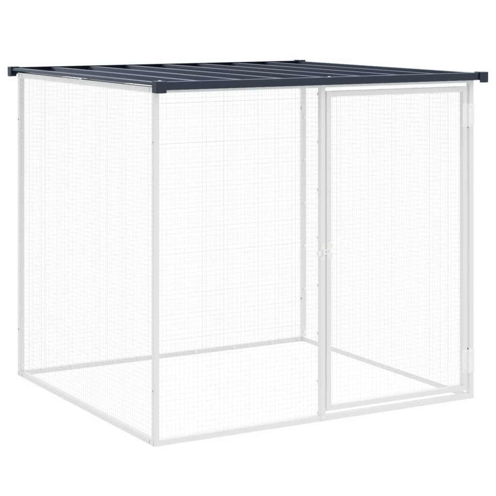 Hühnerkäfig mit Dach Anthrazit 203x98x90 cm Verzinkter Stahl
