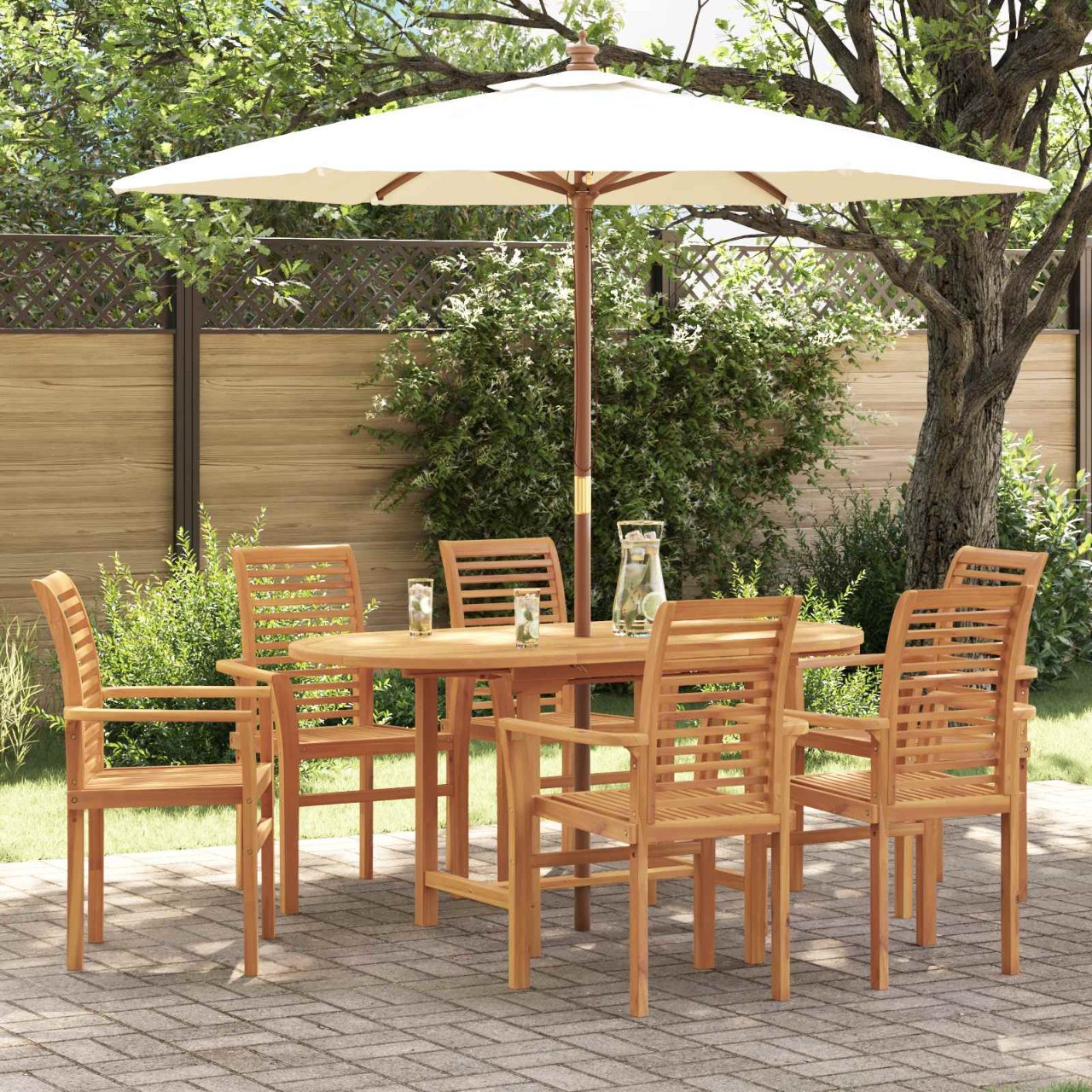 Garten Essgruppe 5 pcs Braun Massivholz Teak