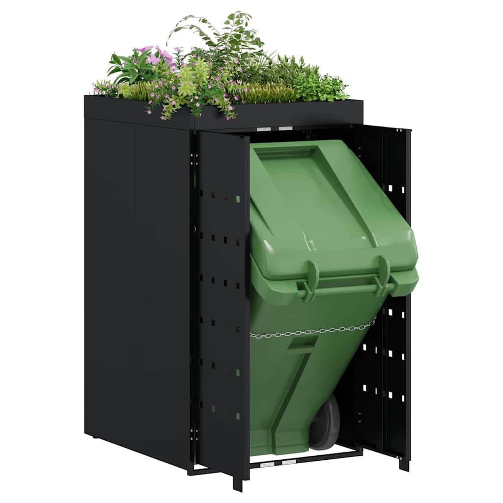 Mülltonnenbox für 2 Tonnen Schwarz 138x79x117 cm Stahl