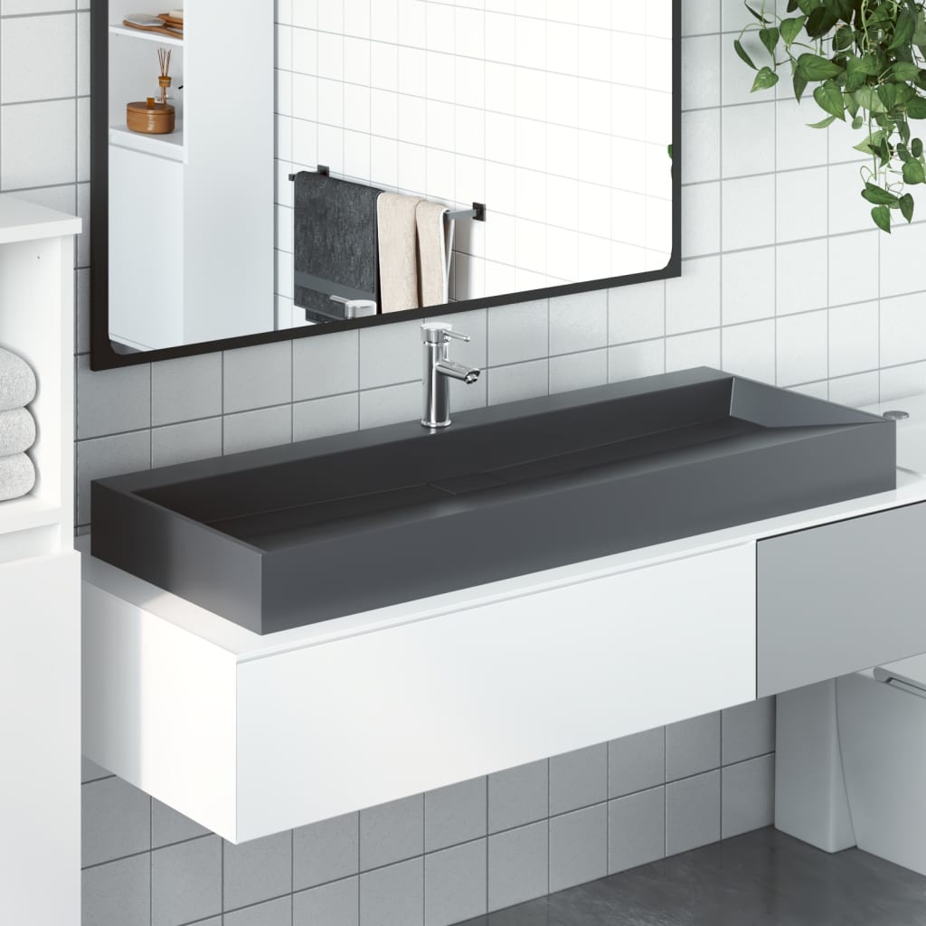 Waschbecken 60x38x11 cm Mineralguss/Marmorguss Mattschwarz