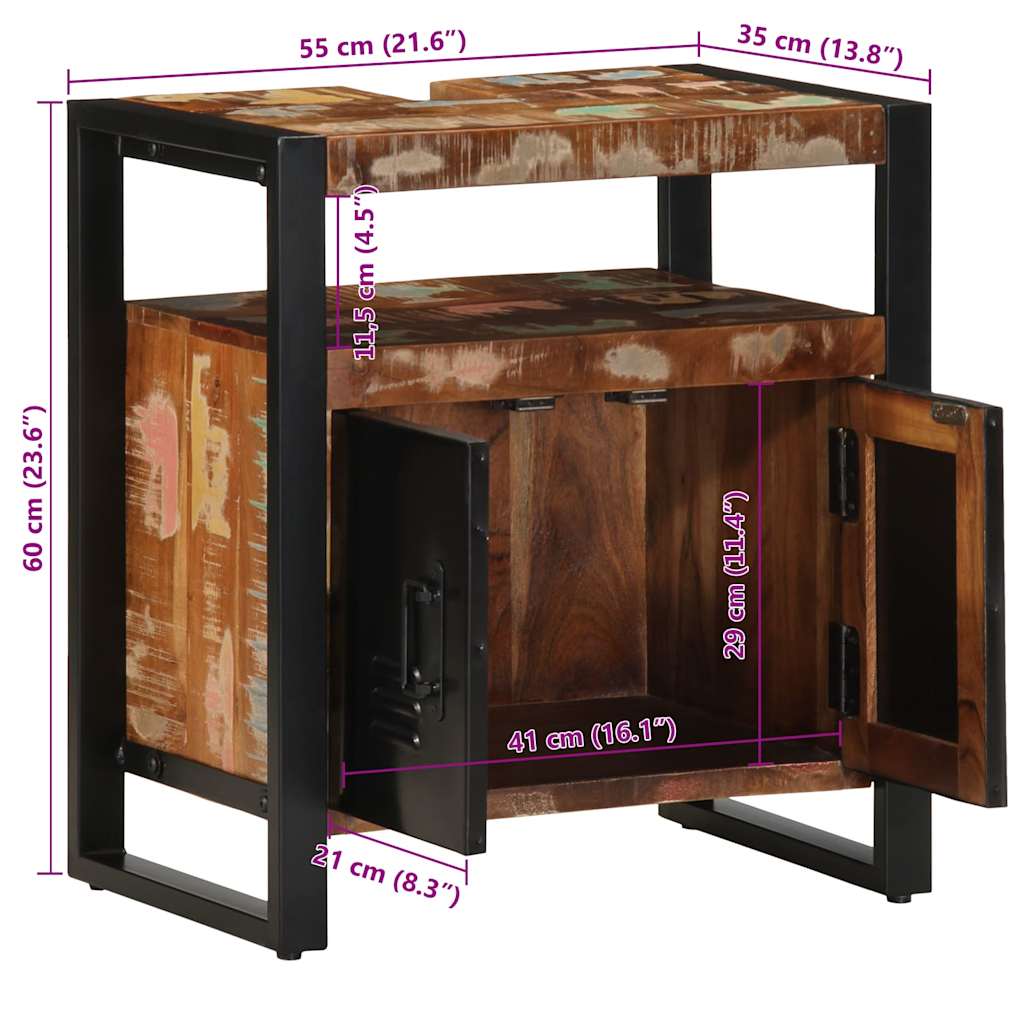 Badezimmerschrank Braun 55 x 35 x 60 cm Massivholz Mango