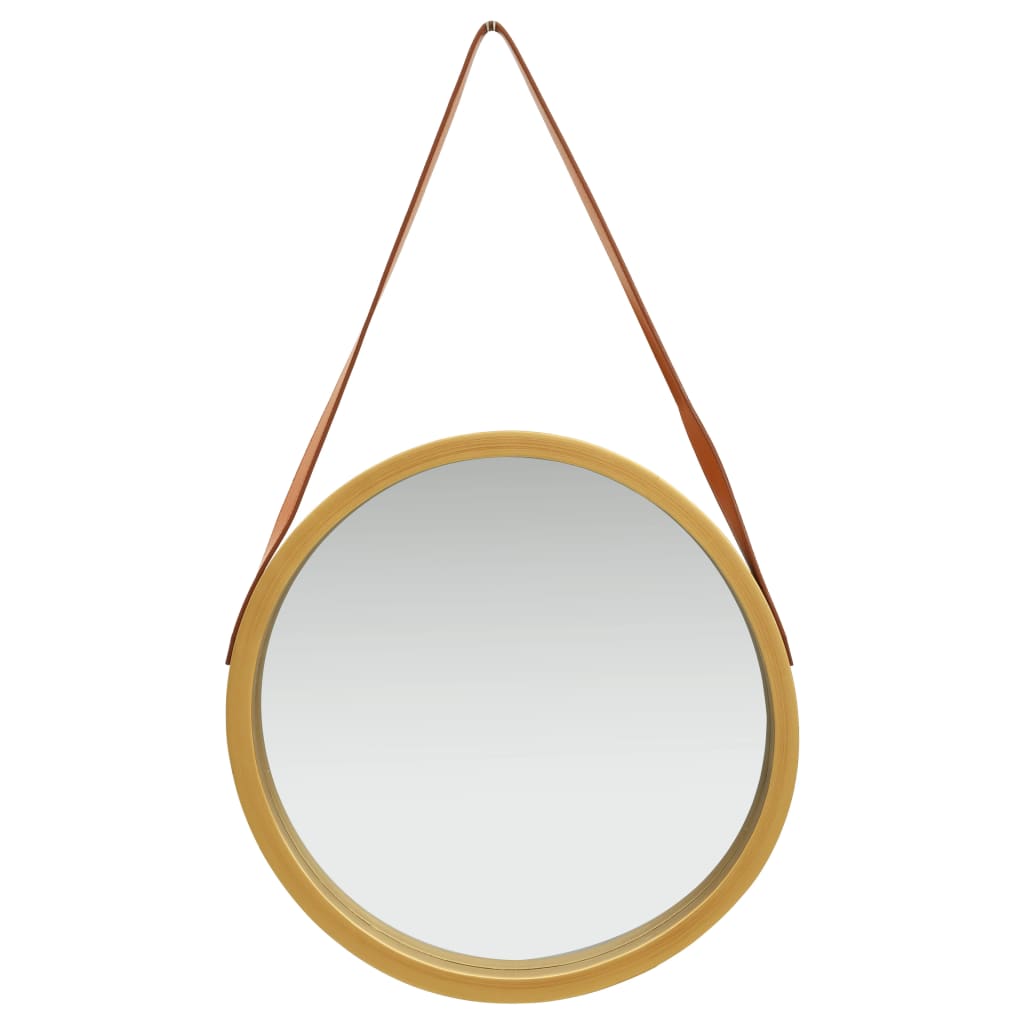 Wandspiegel mit Riemen 60 cm Golden