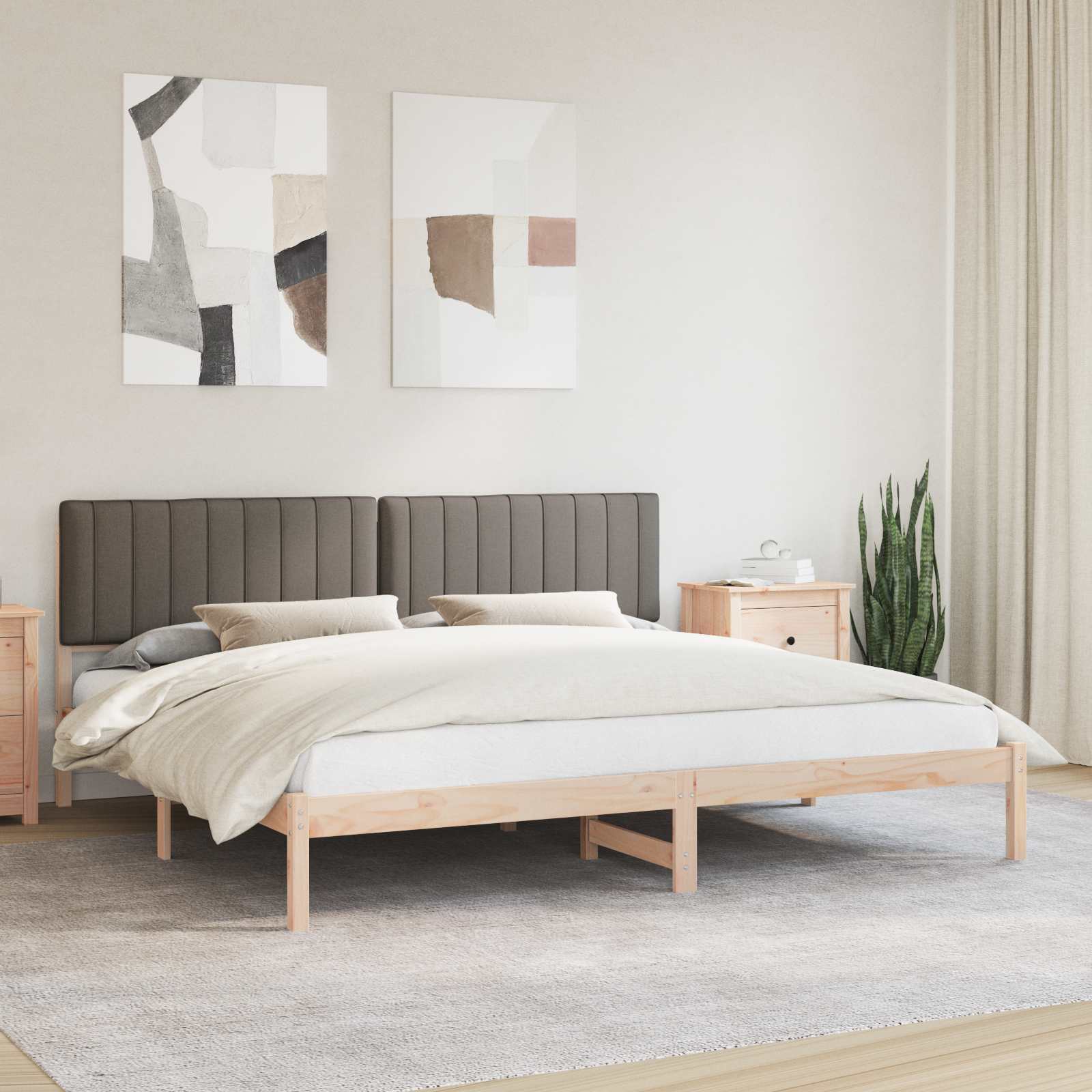 Bettgestell mit gepolstertem Kopfteil Hellgrau 200 x 200 cm