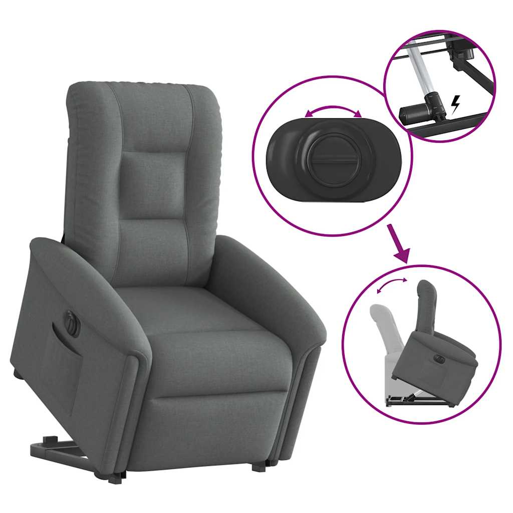 Massagesessel mit Aufstehhilfe Hellgrau Stoff