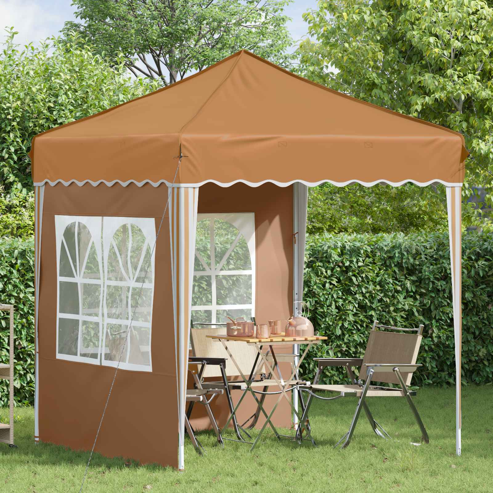 Pop-up Partyzelt 195 x 195 x 245 cm Creme Oxford-Stoff