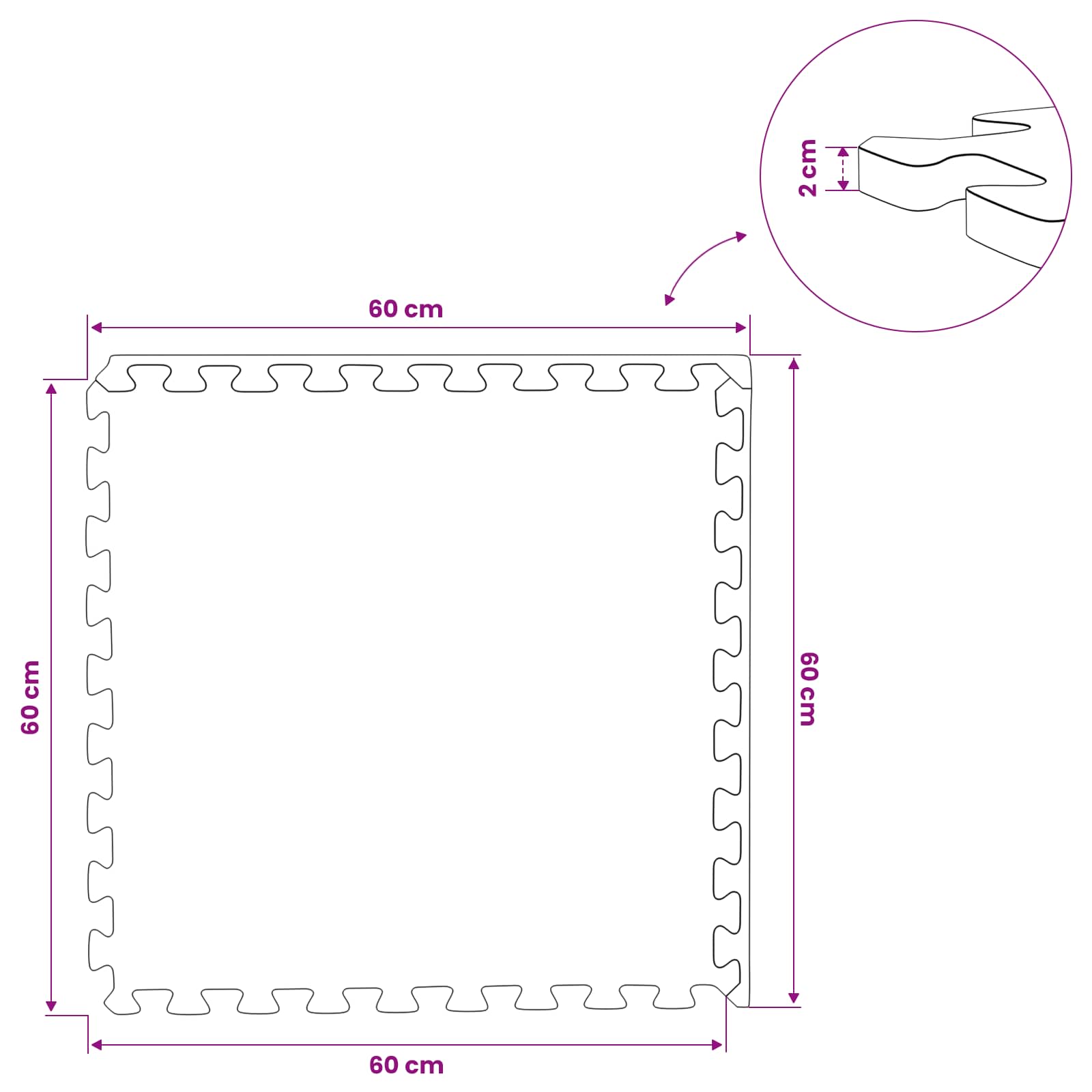 Pool Bodenteppich 6 pcs Schwarz 2,16 ㎡ EVA-Schaum