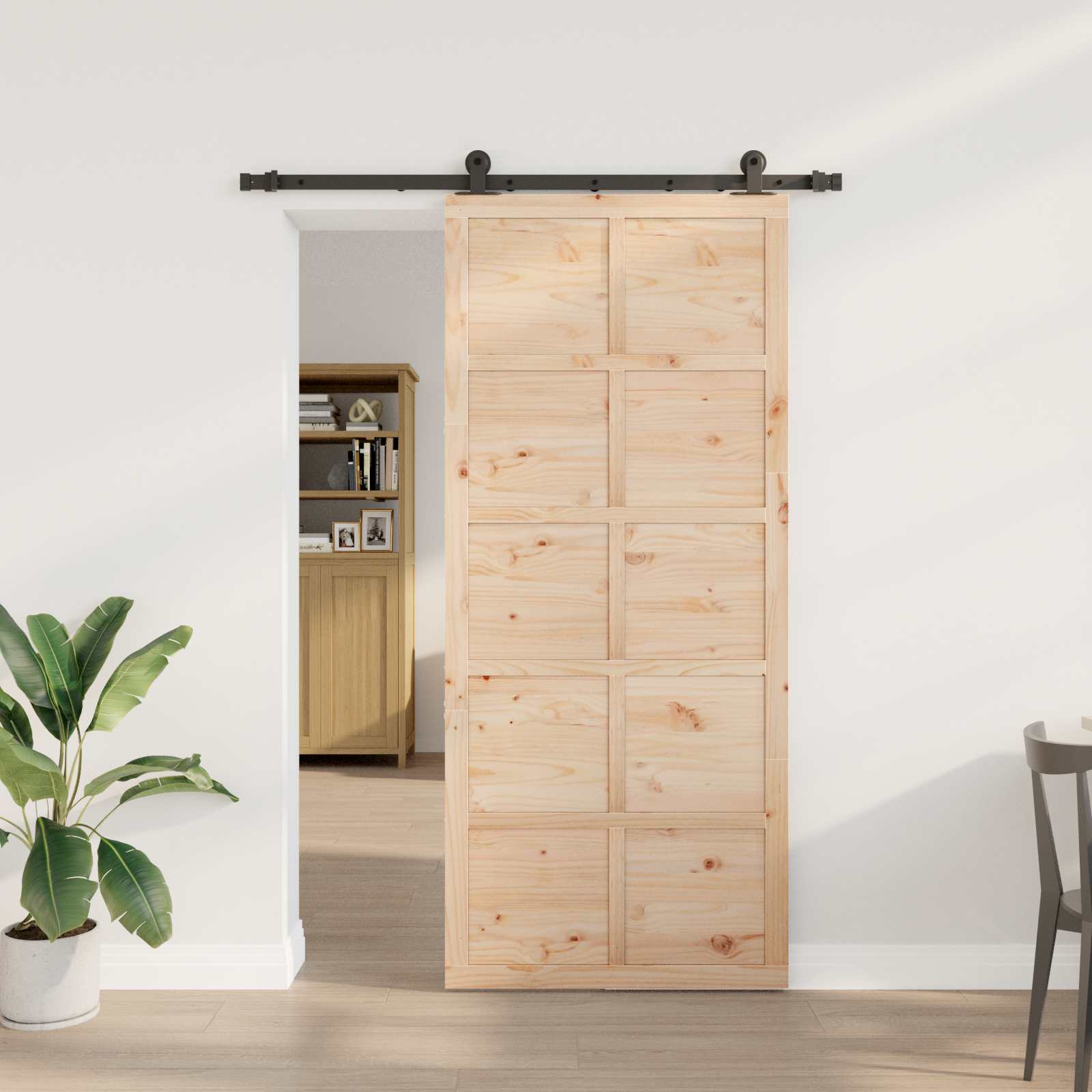 Schiebetür Natur 100 x 208 cm Massives Kiefernholz
