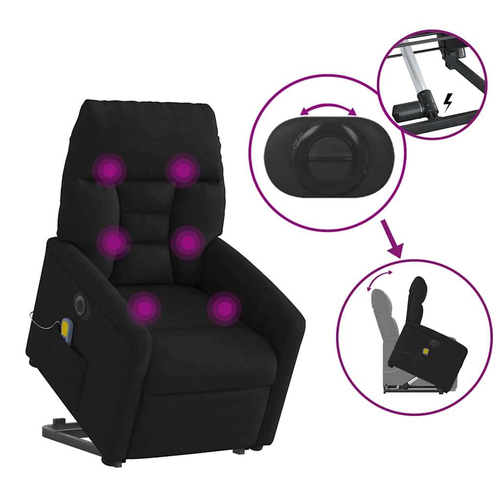 Massagesessel mit Aufstehhilfe Dunkelgrau Mikrofasergewebe