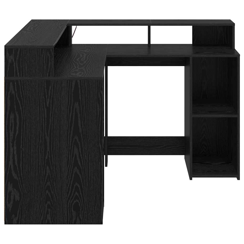 LED-Schreibtisch Weiß 130x130x91 cm Holzwerkstoff