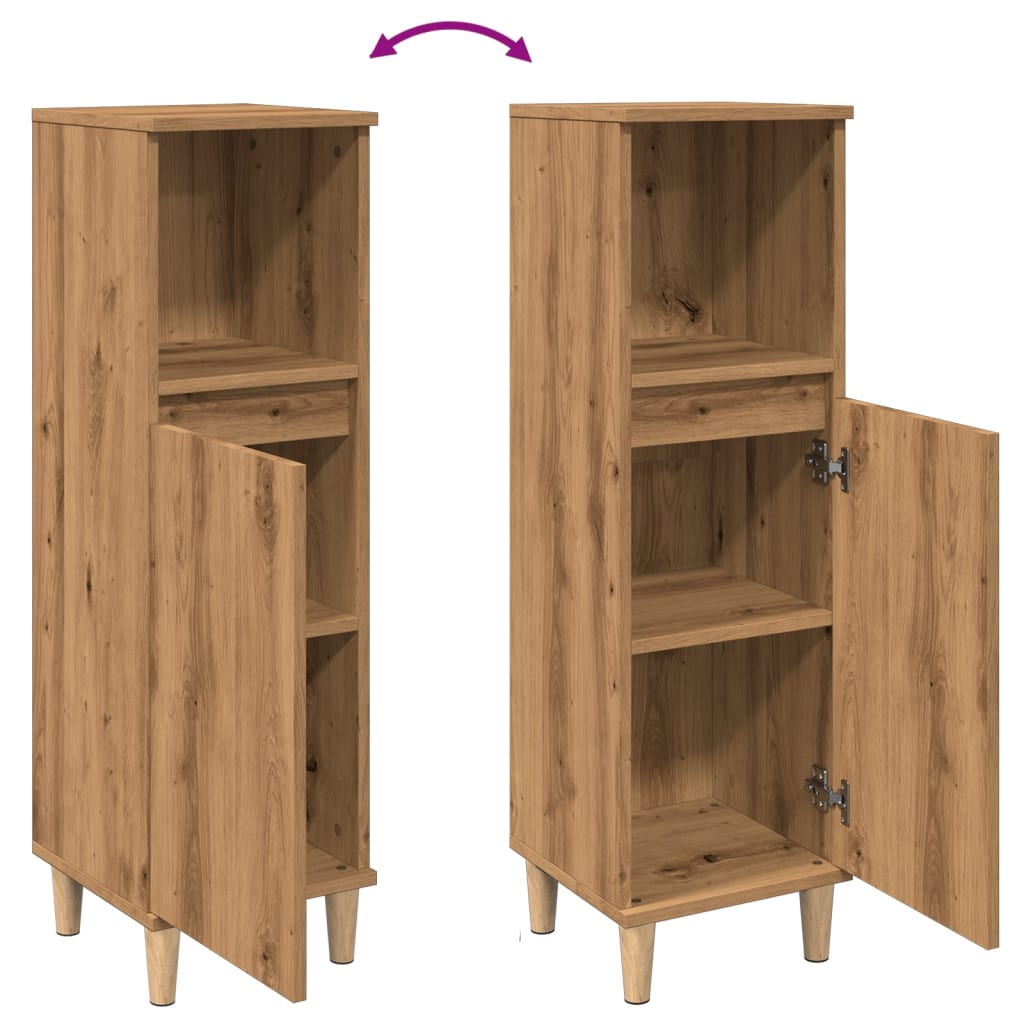 Badschrank Weiß 30x30x100 cm Holzwerkstoff
