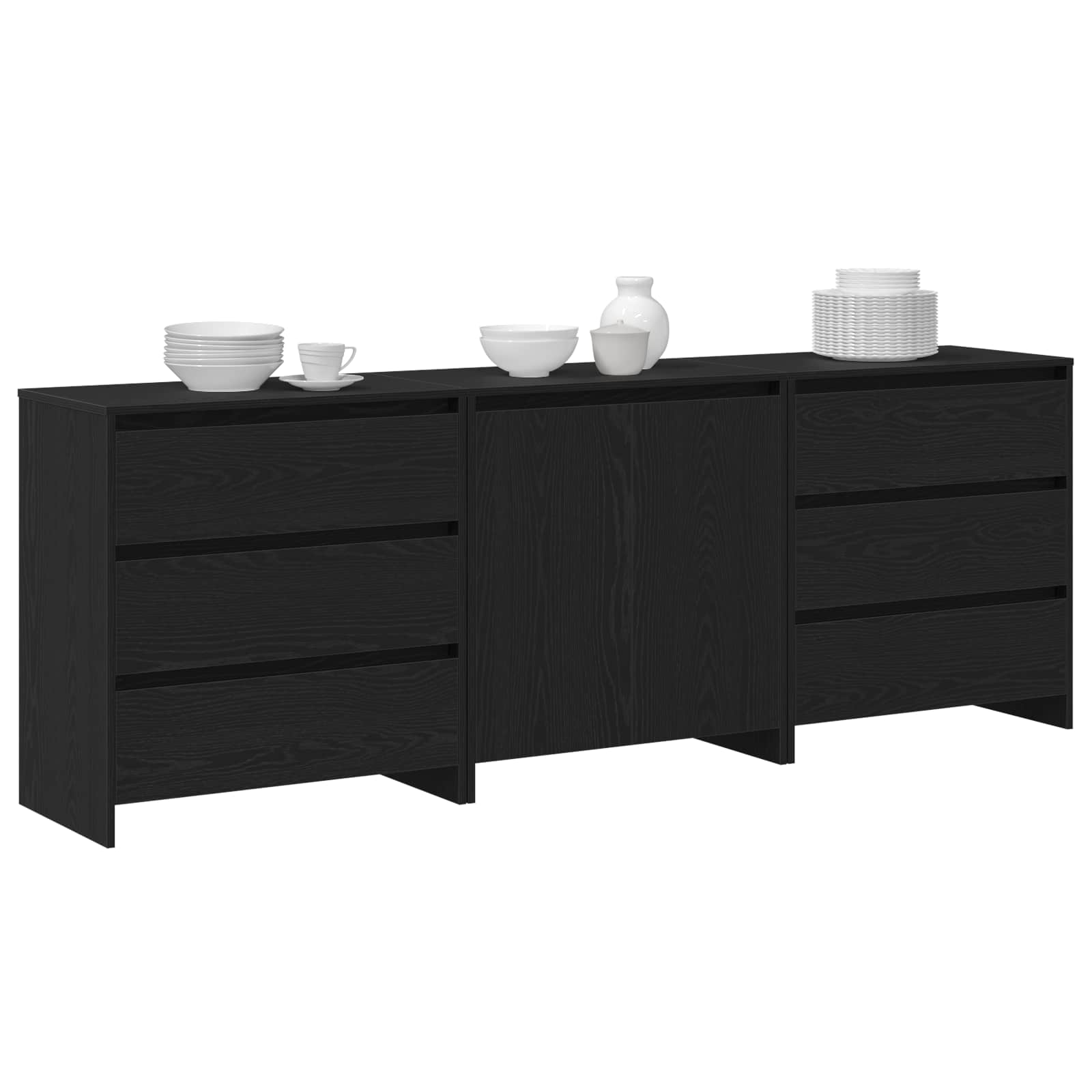 3-tlg. Sideboard Weiß Holzwerkstoff