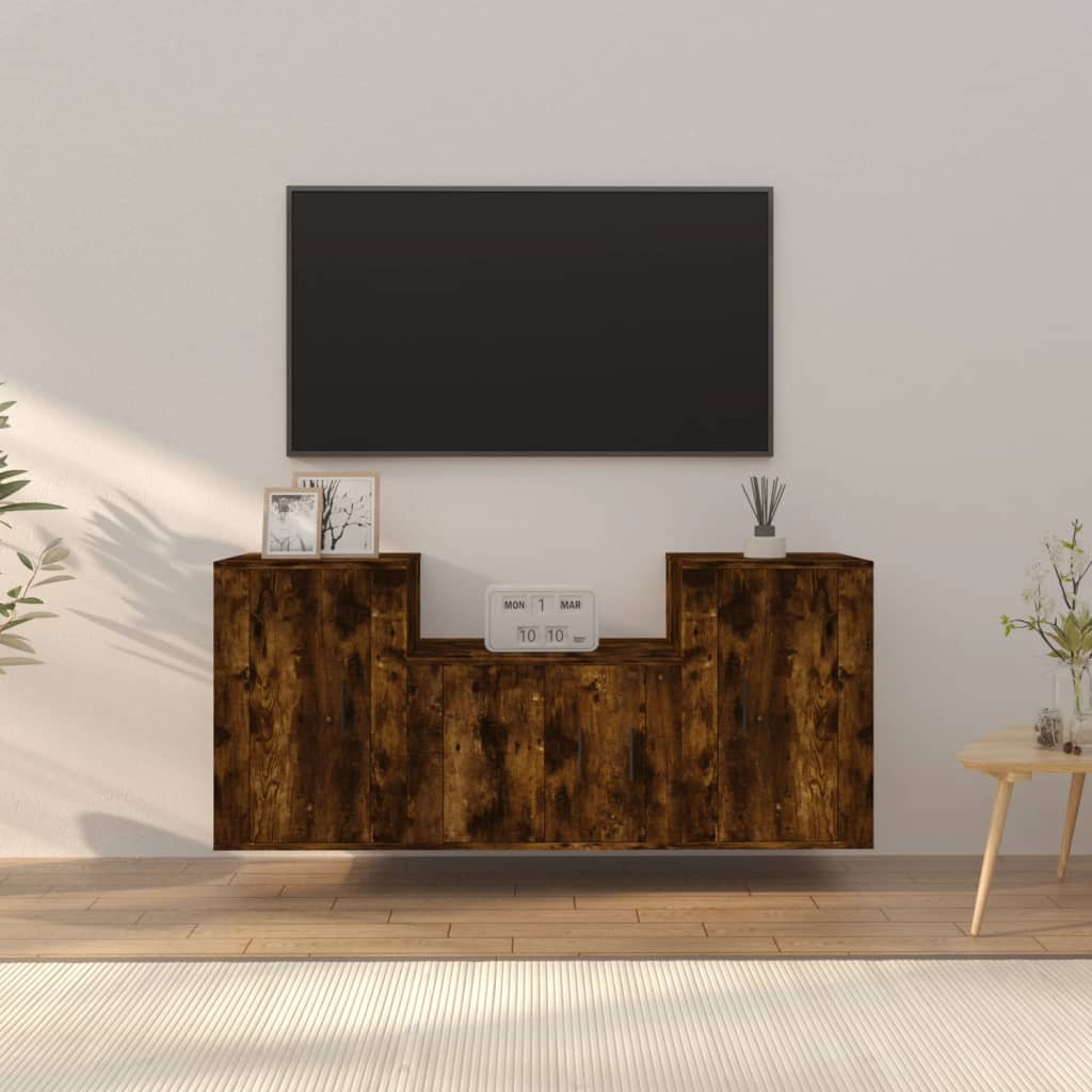 3-tlg. TV-Schrank-Set Weiß Holzwerkstoff