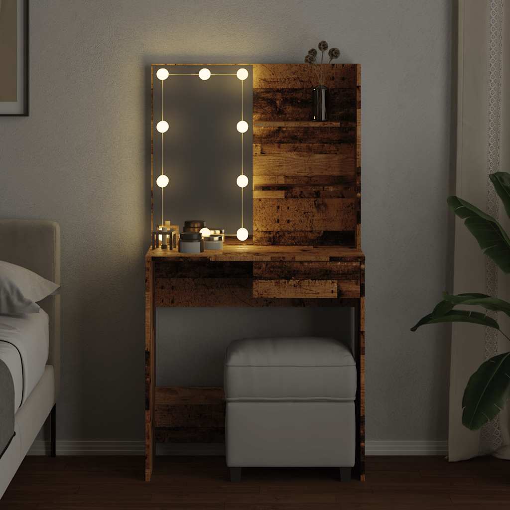 Schminktisch mit LED Weiß 74,5x40x141 cm