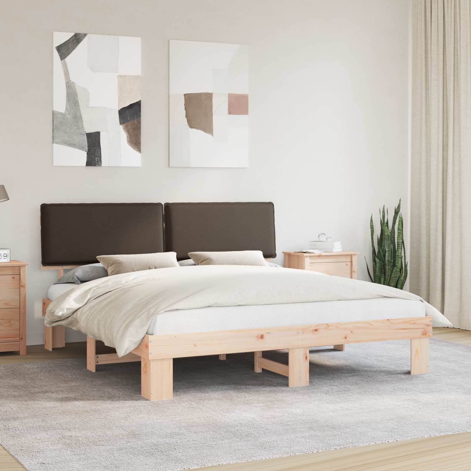 Bettgestell mit gepolstertem Kopfteil Hellgrau 200 x 200 cm
