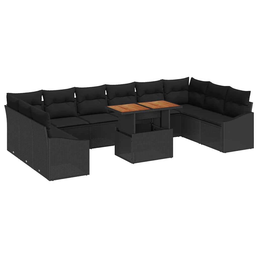 Garten Essgruppe mit Kissen 11 pcs Schwarz und Creme