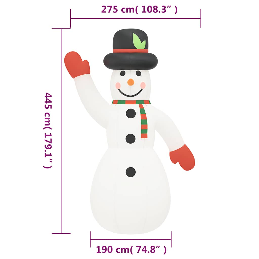 Aufblasbarer Schneemann mit LEDs 455 cm