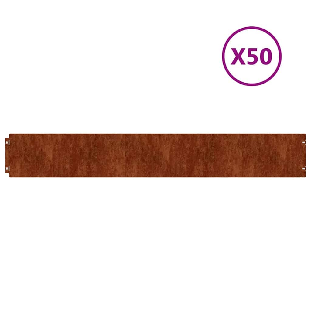 Raseneinfassung 10 pcs 10 x 103 cm Wetterfeststahl Rostig