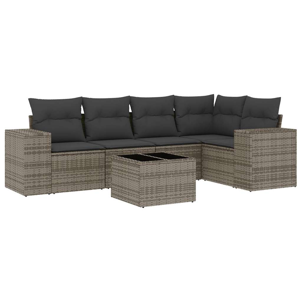 5-tlg. Garten-Sofagarnitur mit Kissen Schwarz Poly Rattan