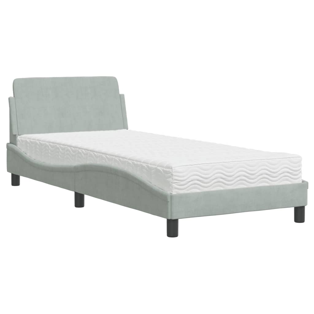 Bett mit Matratze "Dover" Hellgrau 80x200 cm Samt