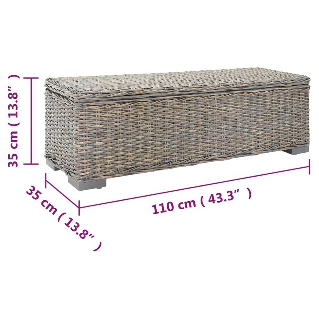 Truhe Weiß 110 cm Natur Kubu Rattan & Massivholz Mahagoni