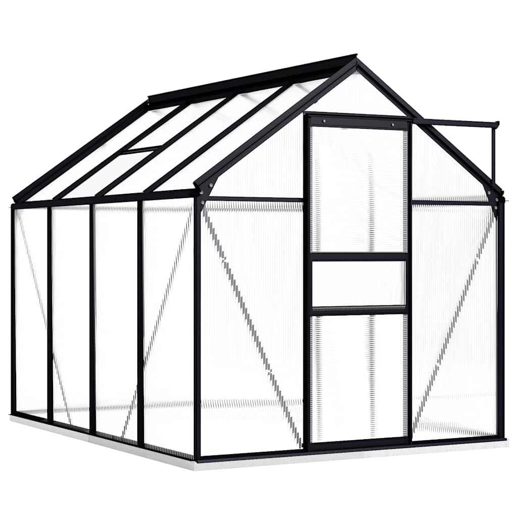 Gewächshaus mit Fundament Anthrazit Aluminium 3,61 m²