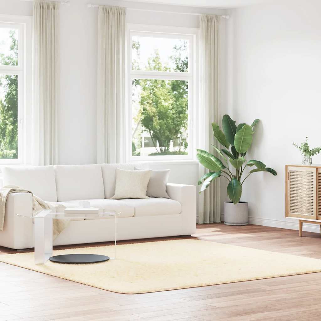 Teppich Shaggy Hochflor NAVARRA Beige 60x100 cm Polyester