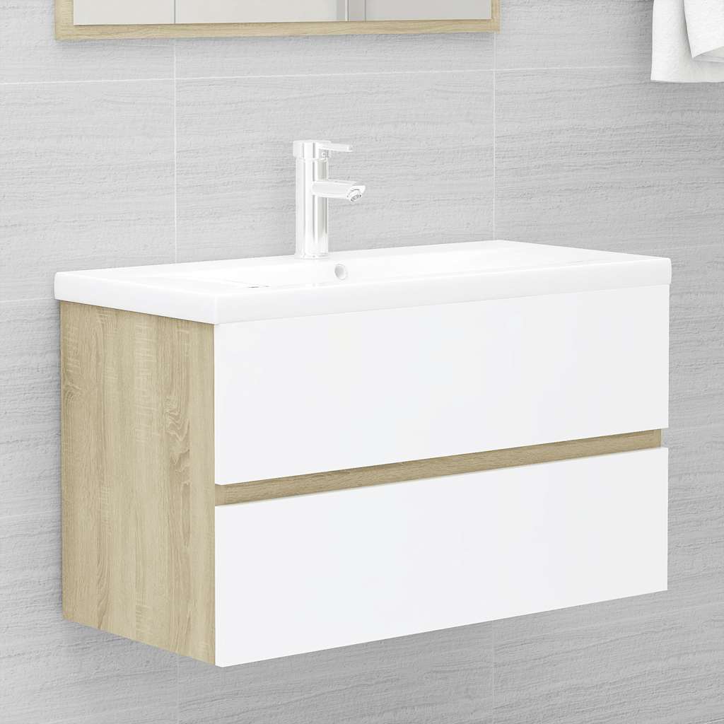 2-tlg. Badmöbel-Set Weiß Holzwerkstoff