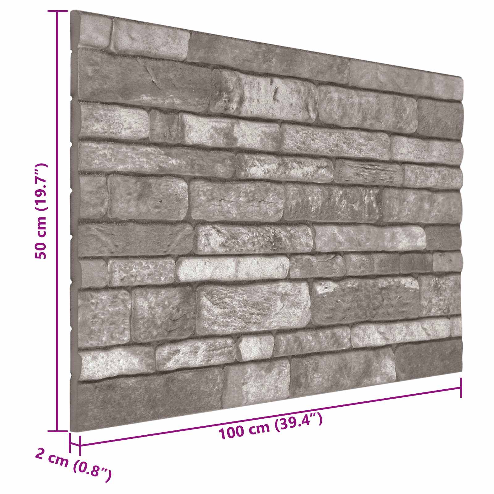 Wandpaneele 10 pcs Ziegel 100 x 50 cm EPS-Schaum