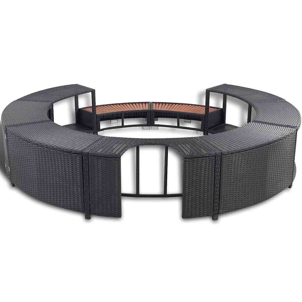 Whirlpool-Umrandung Grau Poly Rattan