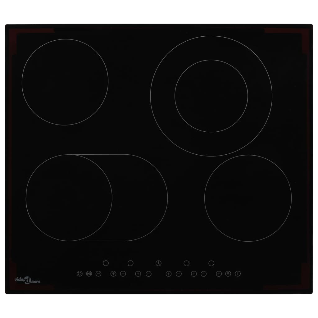 Glaskeramik-Kochfeld mit 4 Platten Touch Control 6000 W