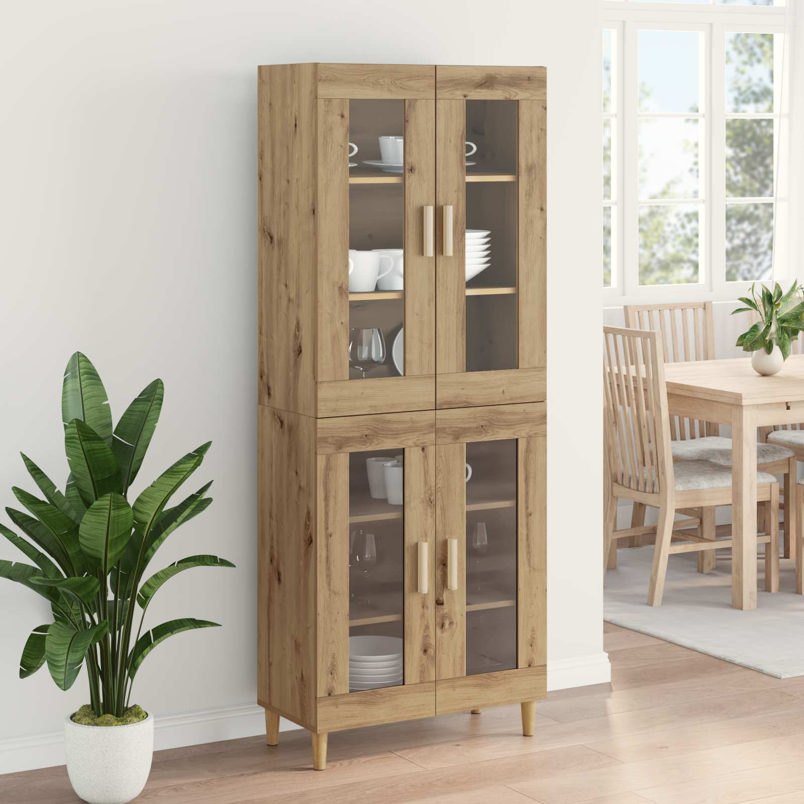 Highboard Altholz 69,5 x 34 x 180 cm Holzwerkstoff