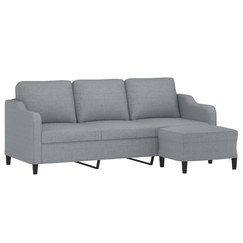 3-Sitzer-Sofa mit Hocker Braun 180 cm Stoff