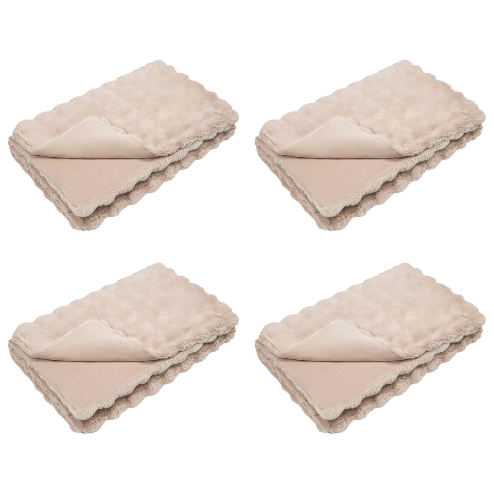 Rutschfeste Decke aus Kunstkaninchenfell Olite Beige Polyester