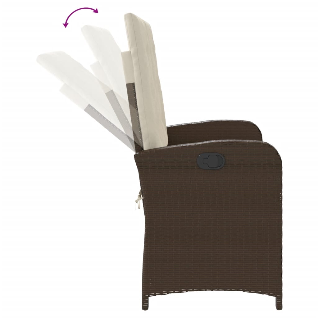 Gartenbank Verstellbar mit Kissen Schwarz Poly Rattan