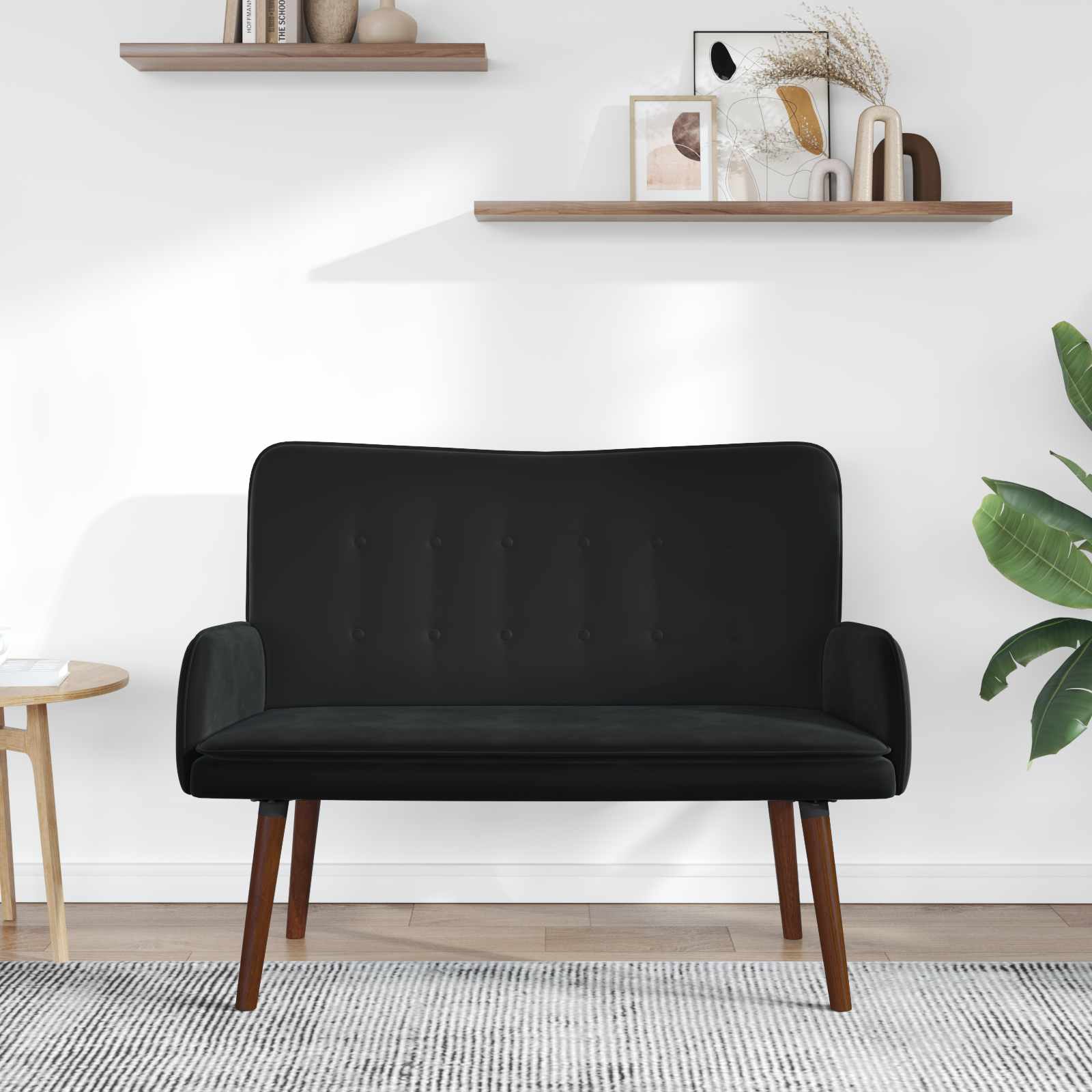 2-Sitzer Sofa Hellgrau 115 x 61 x 87 cm Samt (V)