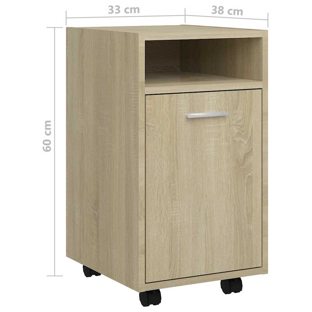 Beistellschrank mit Rollen Weiß 33x38x60 cm Holzwerkstoff