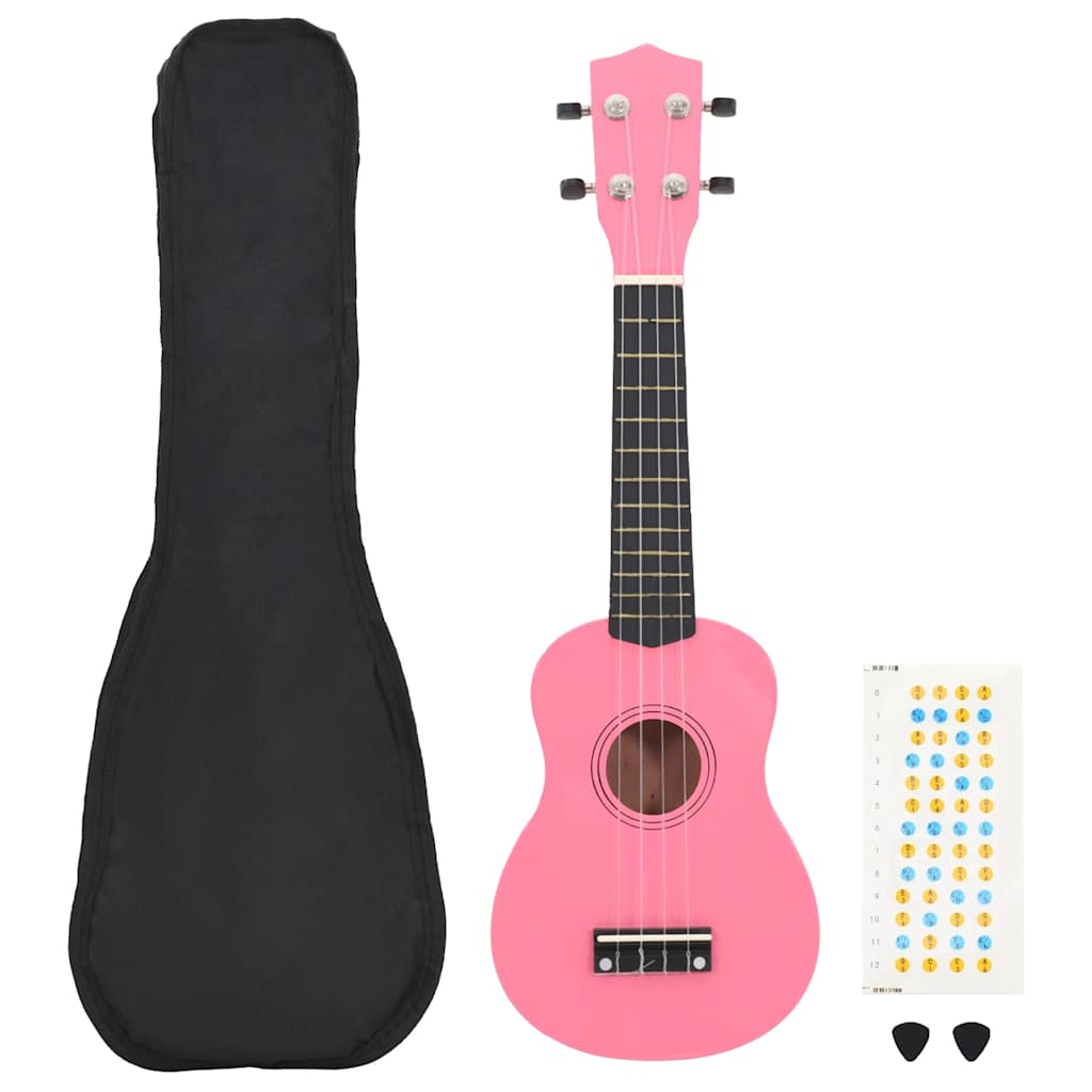 Sopran Ukulele Set für Kinder mit Tasche Dunkles Holz 21