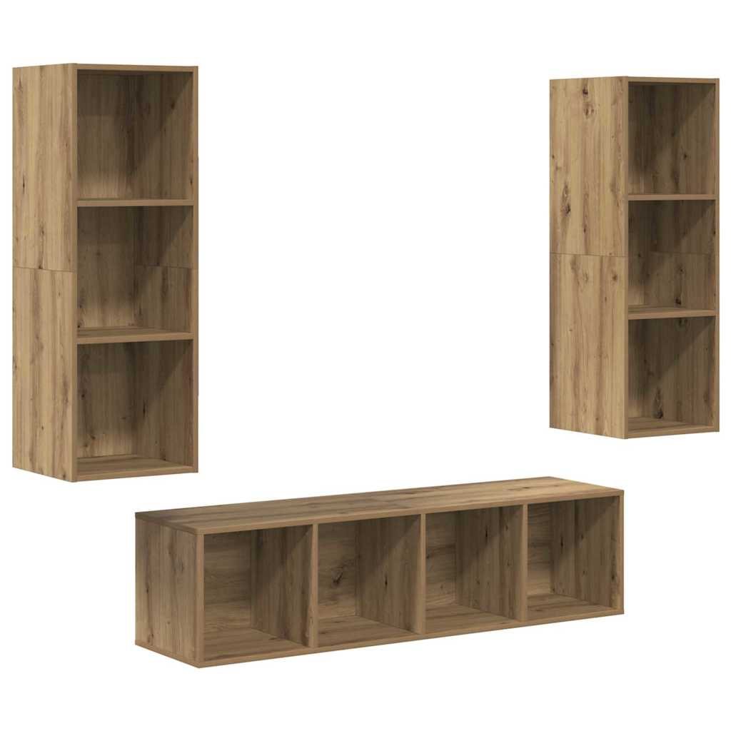 3-tlg. TV-Schrank-Set Weiß Holzwerkstoff